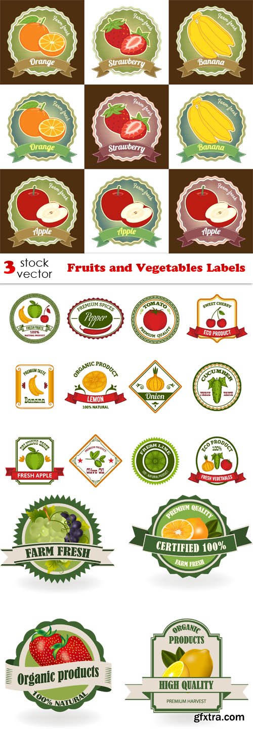 Vectors - Fruits and Vegetables Labels