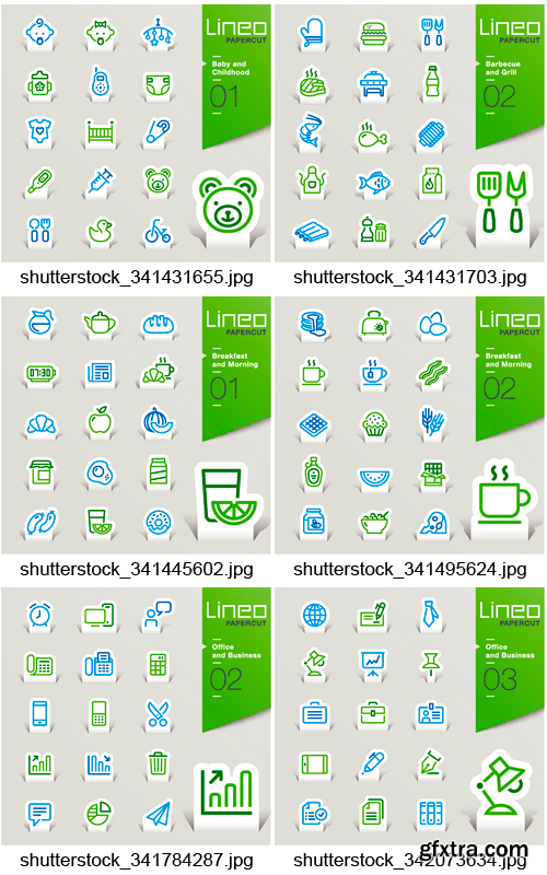 Amazing SS - Lineo Papercut Outline Icons, 25xEPS Amazing SS - Lineo Papercut Outline Icons, 25xEPS