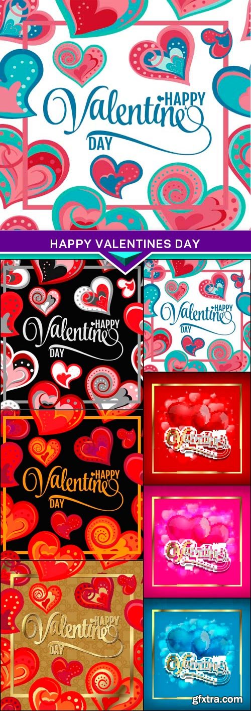 Happy Valentines Day Greeting card background 7x EPS