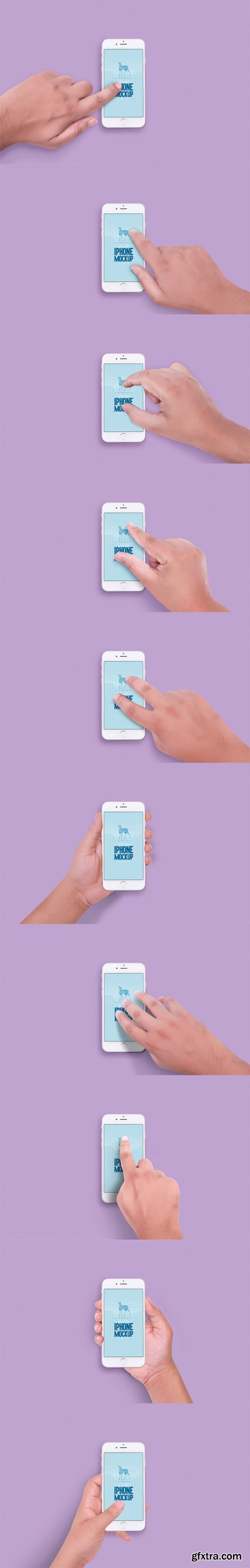 iPhone 6S Mockup With 7 Unique Gestures And 8 Holding Positions iPhone 6S Mockup With 7 Unique Gestures And 8 Holding Positions