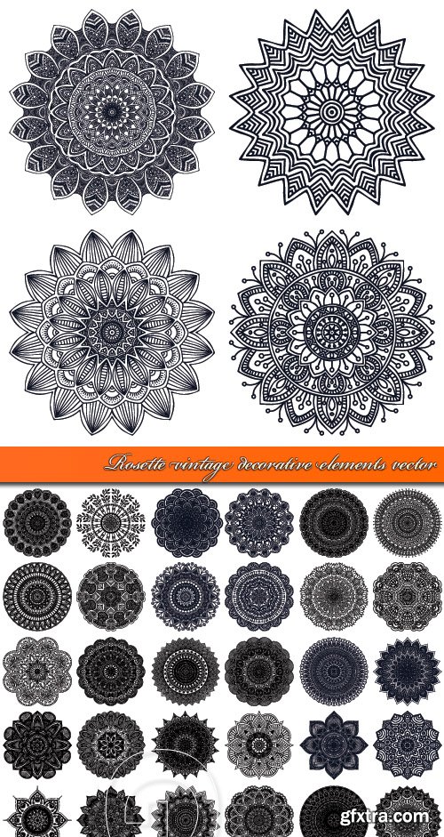 Rosette vintage decorative elements vector