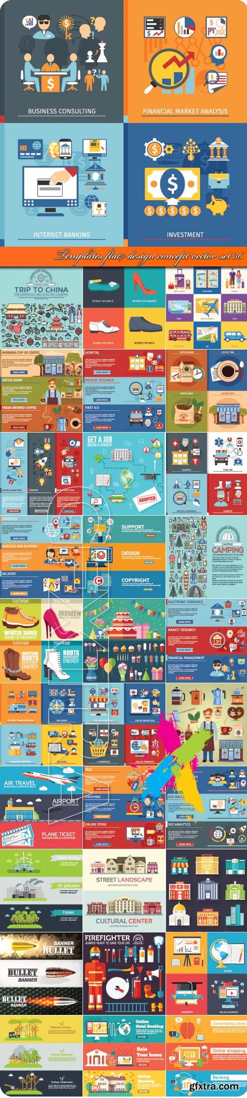Templates flat design concept vector set 36