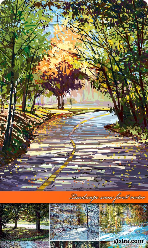 Landscape snow and forest vector