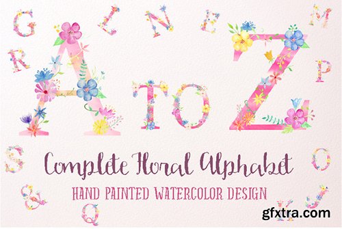 Creativemarket Pink Floral Alphabet A to Z 507703