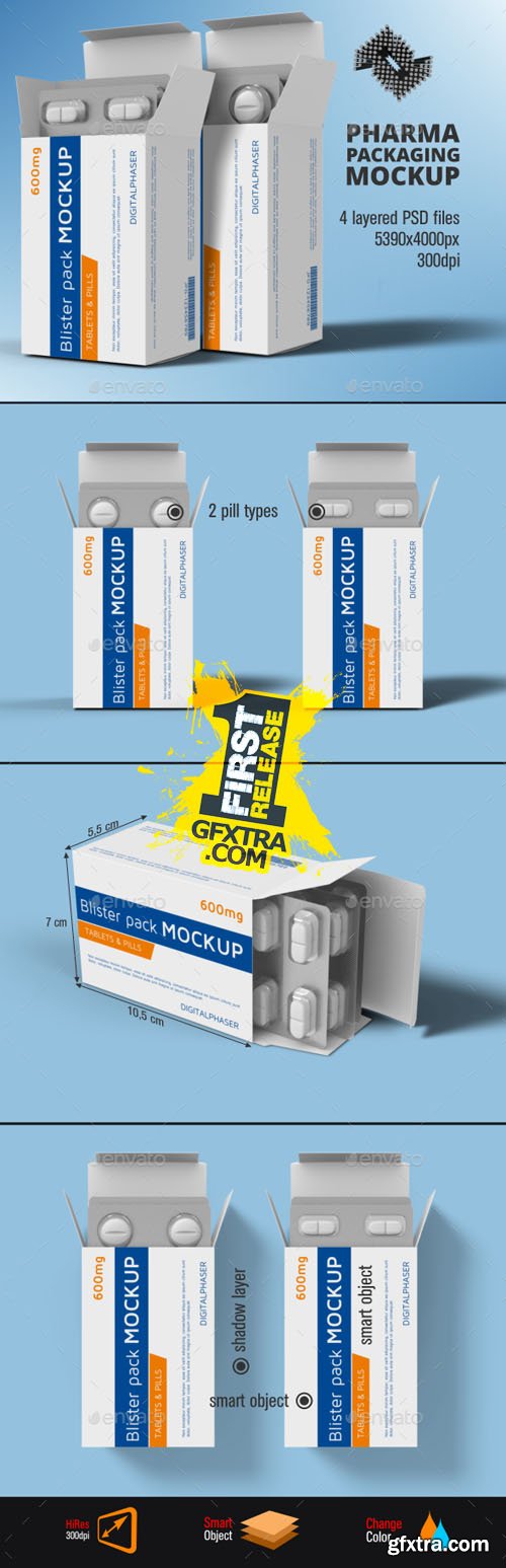GR - Tablets Capsule Blister Pack Box Mockup 14550655