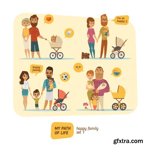 People character happy family summer beach business winter scene vector
