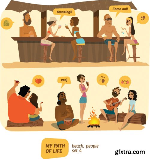 People character happy family summer beach business winter scene vector