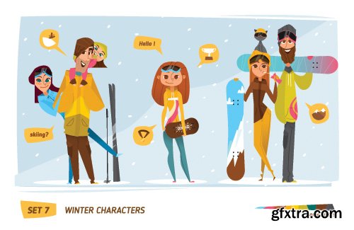 People character happy family summer beach business winter scene vector