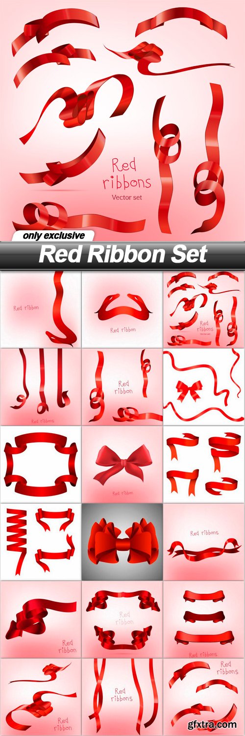 Red Ribbon Set - 18 EPS