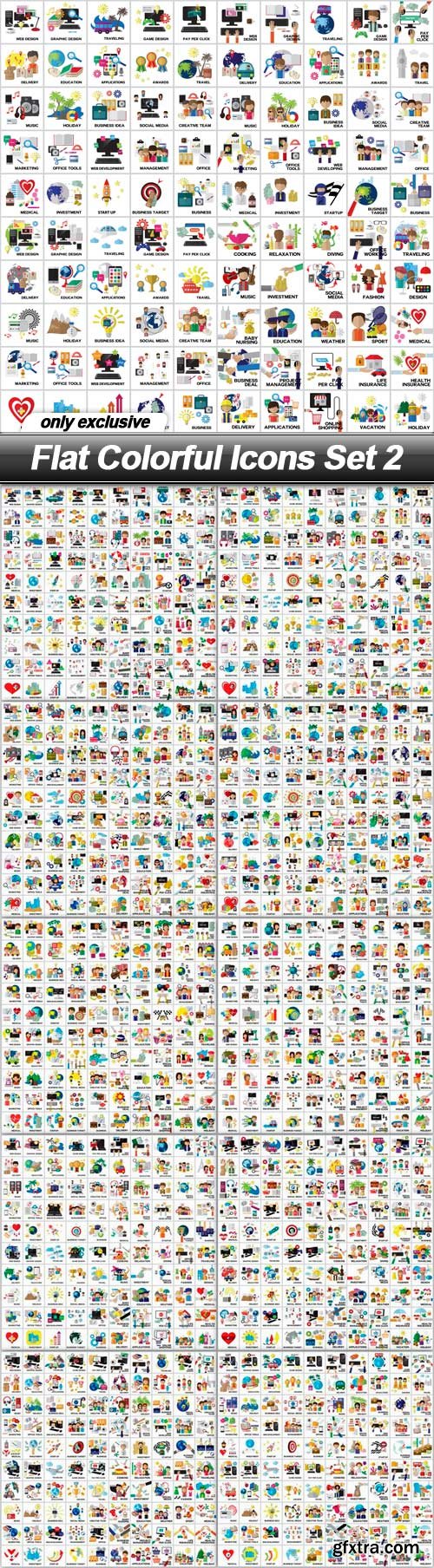 Flat Colorful Icons Set 2 - 11 EPS
