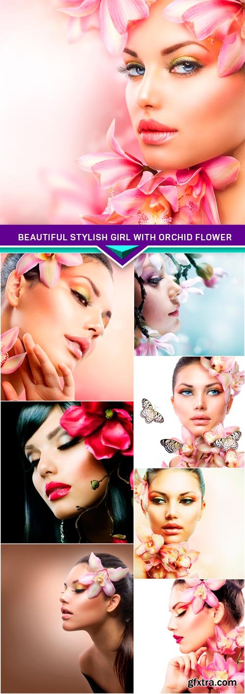 Beautiful Stylish Girl with Orchid Flower 8x JPEG