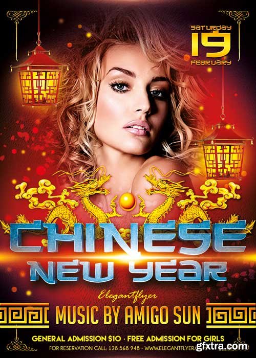 Chinese New Year V02 Flyer PSD Template + Facebook Cover