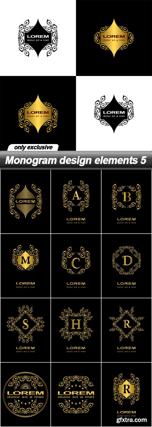 Monogram design elements 5 - 13 EPS
