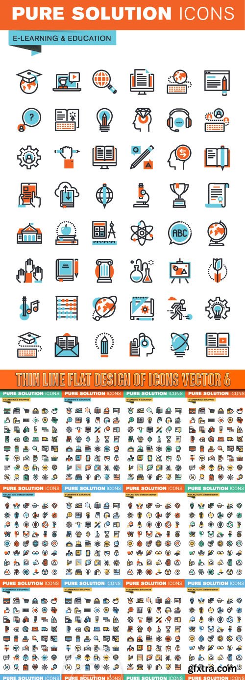 Thin line flat design of icons vector 6