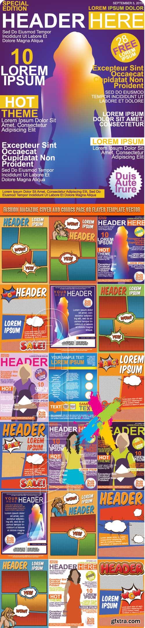 Fashion Magazine Cover and Comics Page or Flyer Template vector