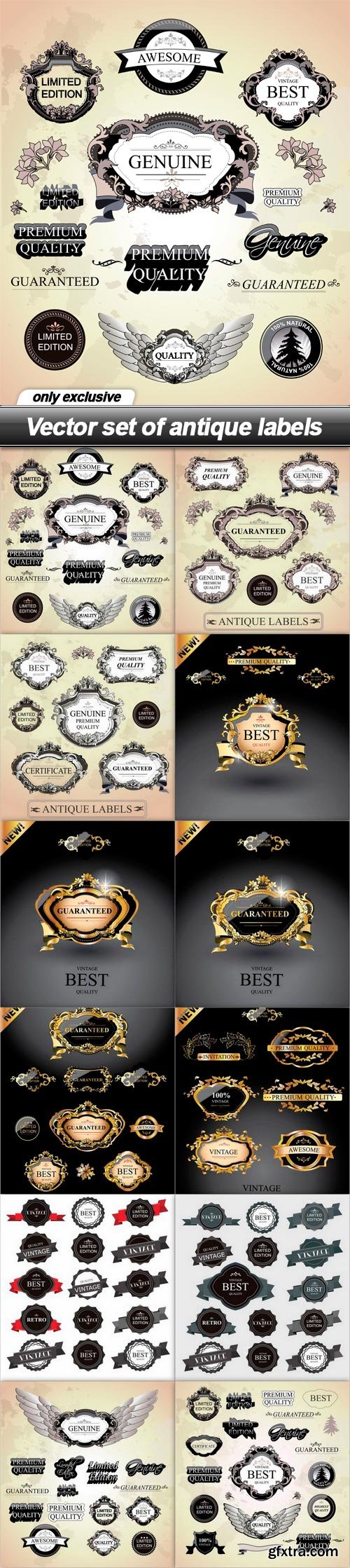 Vector set of antique labels - 12 EPS