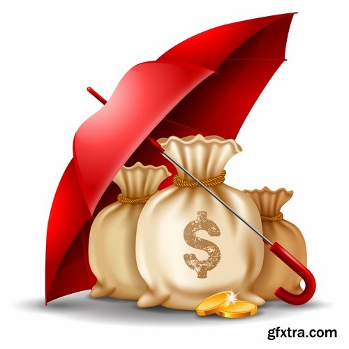 Collection of vector image safe with money 25 EPS