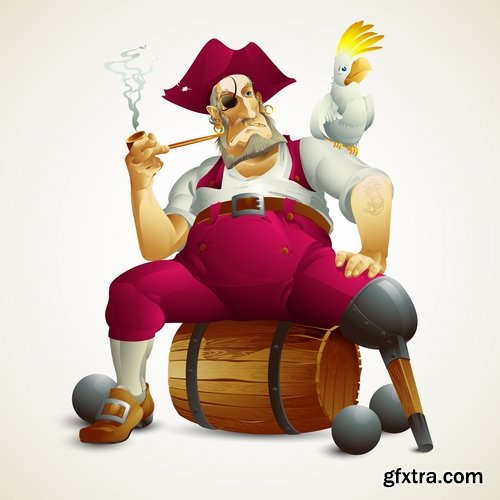 Collection of vector picture cartoon pirate sailor 25 EPS