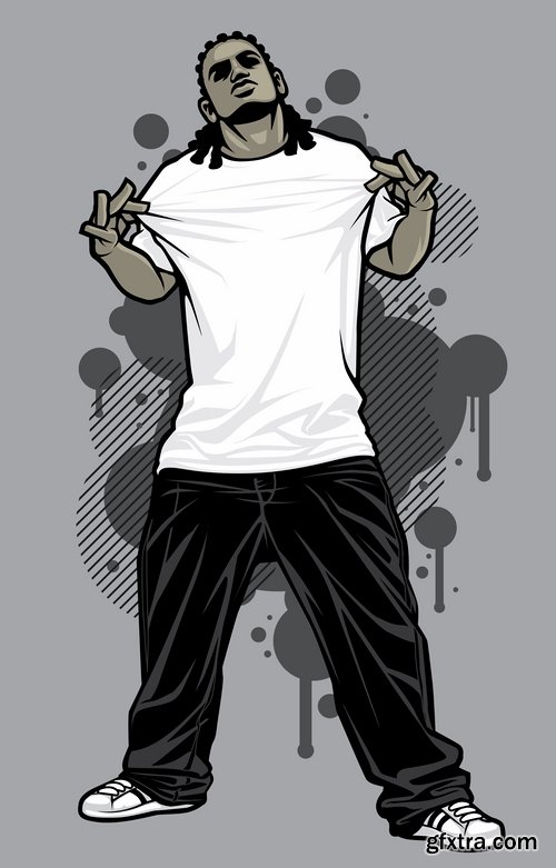 Collection of vector image urban character dude freestyle 25 EPS Collection of vector image urban character dude freestyle 25 EPS