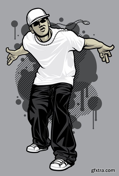 Collection of vector image urban character dude freestyle 25 EPS Collection of vector image urban character dude freestyle 25 EPS