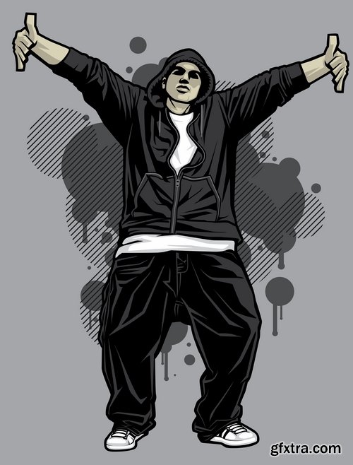 Collection of vector image urban character dude freestyle 25 EPS Collection of vector image urban character dude freestyle 25 EPS