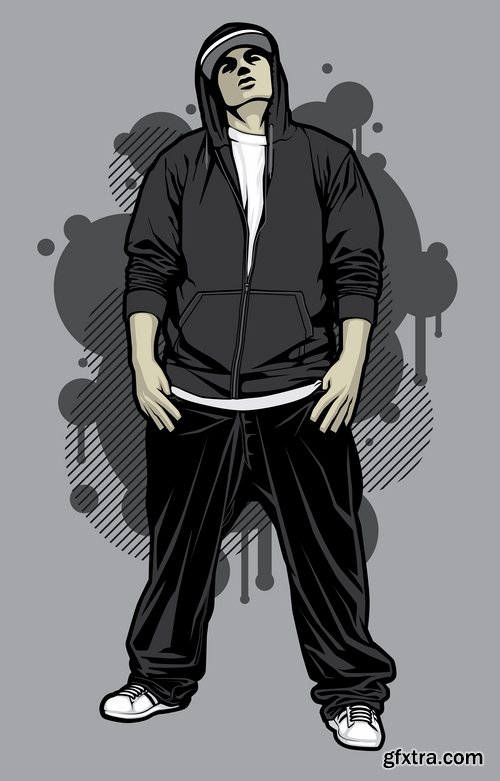 Collection of vector image urban character dude freestyle 25 EPS Collection of vector image urban character dude freestyle 25 EPS
