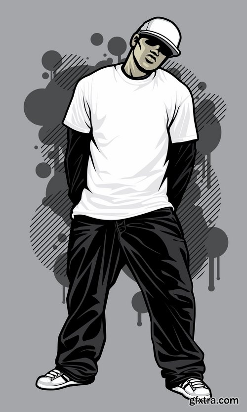 Collection of vector image urban character dude freestyle 25 EPS Collection of vector image urban character dude freestyle 25 EPS
