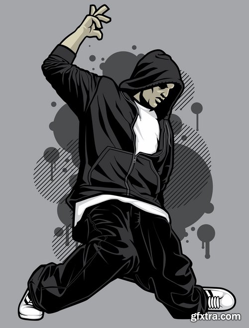 Collection of vector image urban character dude freestyle 25 EPS Collection of vector image urban character dude freestyle 25 EPS