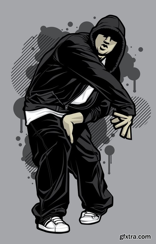 Collection of vector image urban character dude freestyle 25 EPS Collection of vector image urban character dude freestyle 25 EPS