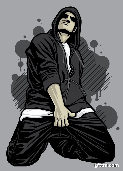 Collection of vector image urban character dude freestyle 25 EPS Collection of vector image urban character dude freestyle 25 EPS