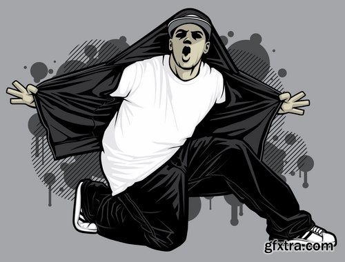Collection of vector image urban character dude freestyle 25 EPS Collection of vector image urban character dude freestyle 25 EPS