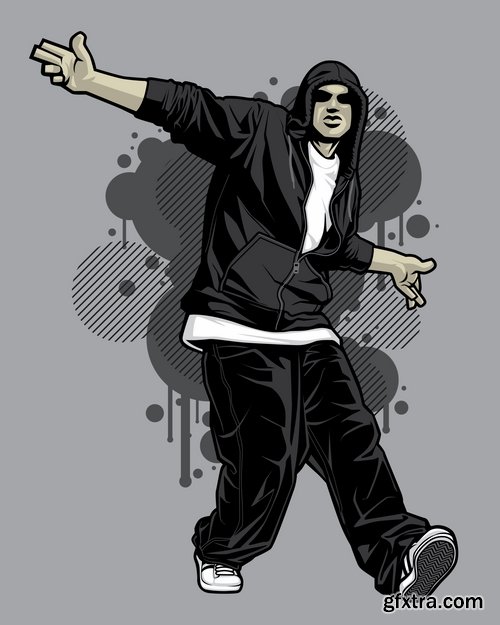 Collection of vector image urban character dude freestyle 25 EPS Collection of vector image urban character dude freestyle 25 EPS