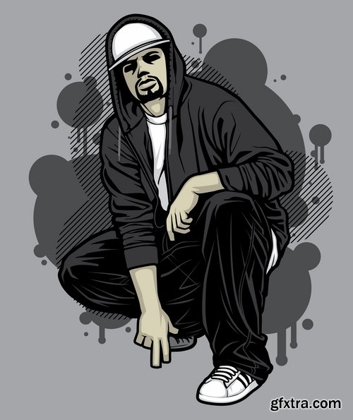 Collection of vector image urban character dude freestyle 25 EPS Collection of vector image urban character dude freestyle 25 EPS