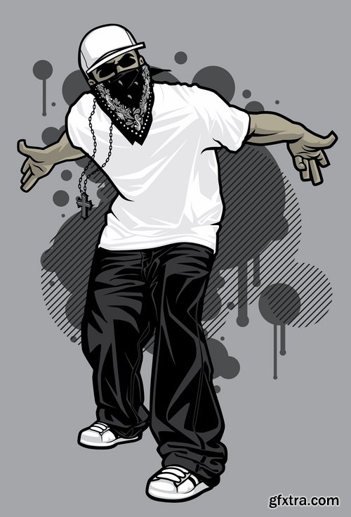 Collection of vector image urban character dude freestyle 25 EPS Collection of vector image urban character dude freestyle 25 EPS