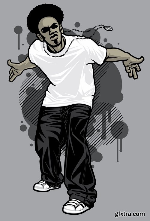 Collection of vector image urban character dude freestyle 25 EPS Collection of vector image urban character dude freestyle 25 EPS