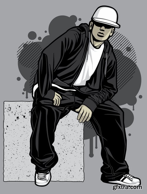 Collection of vector image urban character dude freestyle 25 EPS Collection of vector image urban character dude freestyle 25 EPS