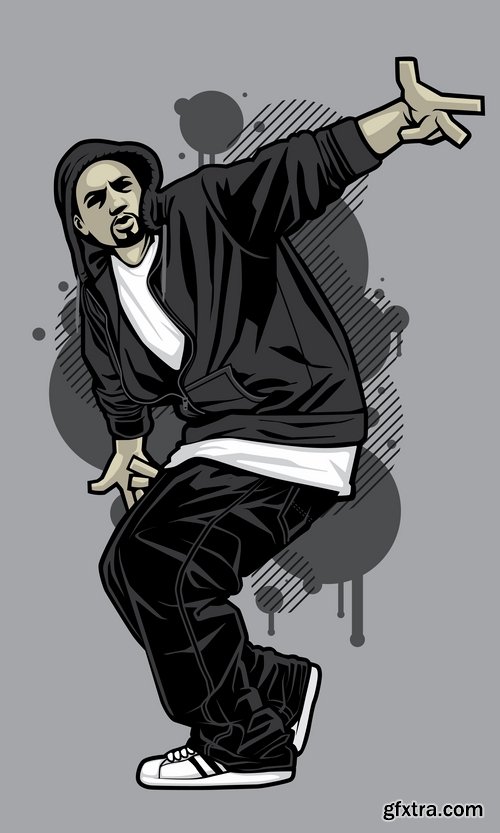 Collection of vector image urban character dude freestyle 25 EPS Collection of vector image urban character dude freestyle 25 EPS