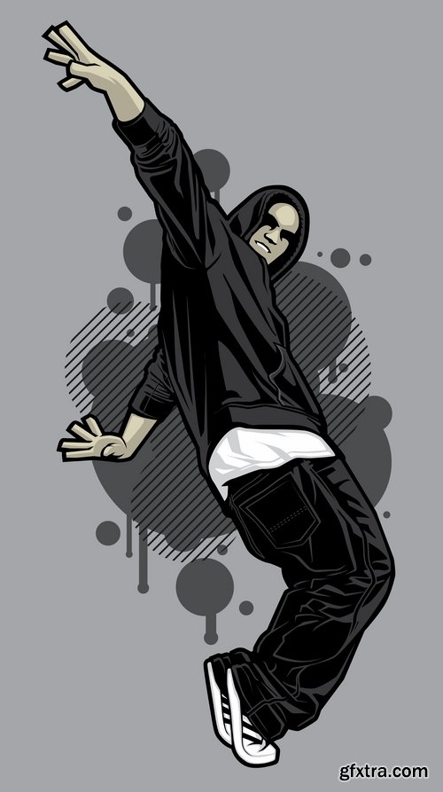 Collection of vector image urban character dude freestyle 25 EPS Collection of vector image urban character dude freestyle 25 EPS