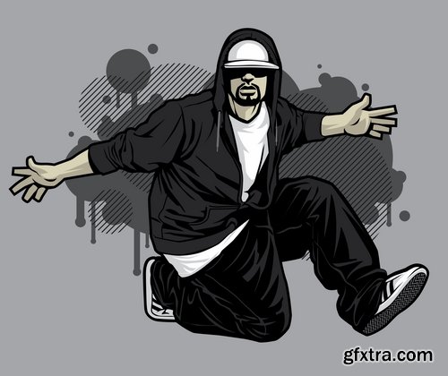 Collection of vector image urban character dude freestyle 25 EPS Collection of vector image urban character dude freestyle 25 EPS
