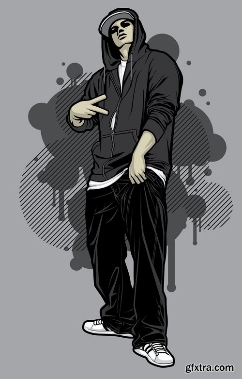 Collection of vector image urban character dude freestyle 25 EPS Collection of vector image urban character dude freestyle 25 EPS