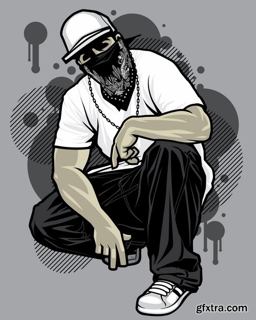 Collection of vector image urban character dude freestyle 25 EPS Collection of vector image urban character dude freestyle 25 EPS