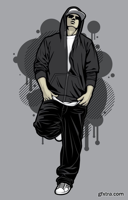 Collection of vector image urban character dude freestyle 25 EPS Collection of vector image urban character dude freestyle 25 EPS