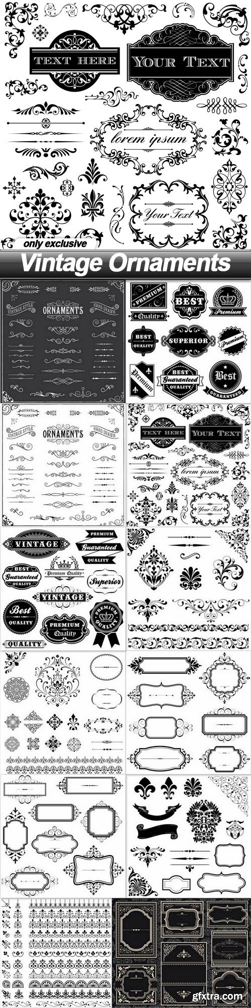 Vintage Ornaments - 12 EPS