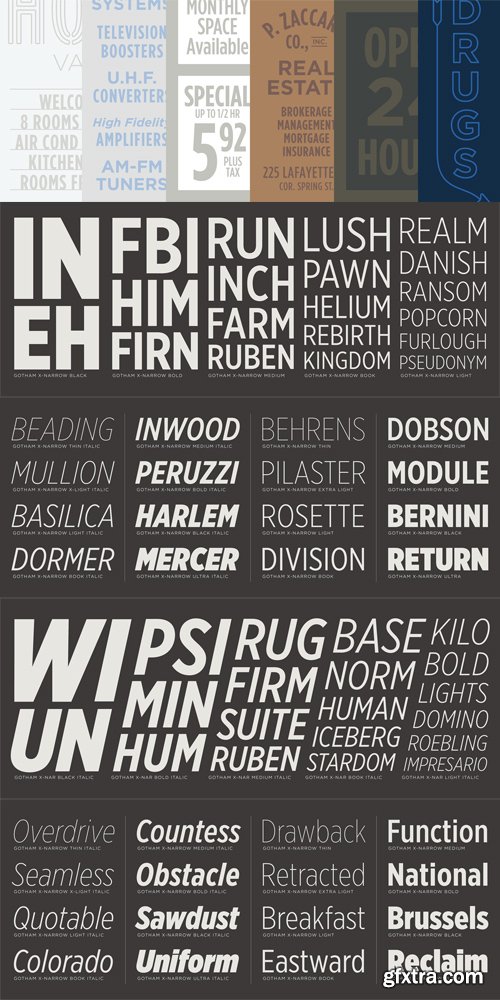 Gotham Extra Narrow Font Family $300