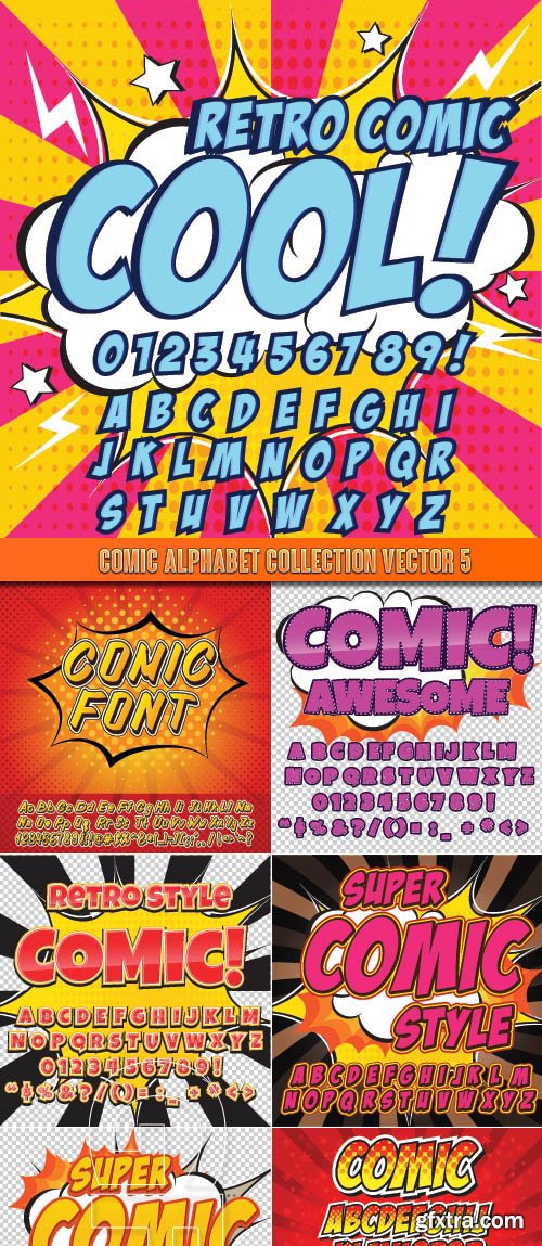 Comic alphabet collection vector 5