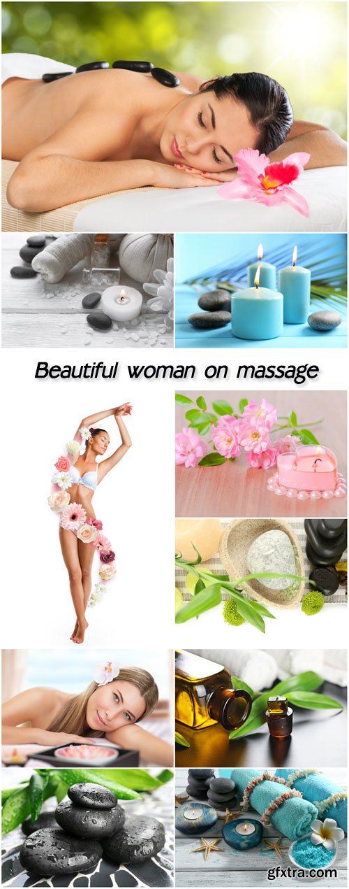 Beautiful woman on massage, composition of spa treatment