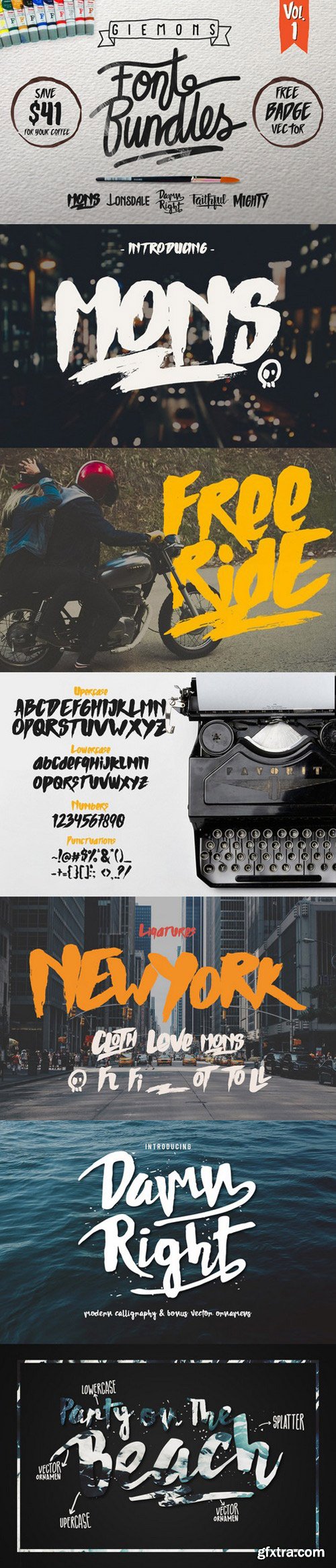 GIEMONS FONT BUNDLES - VOL.1, 5xOTF 517140