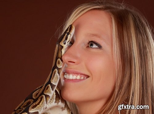 Collection of beautiful girl woman with a snake boa 25 HQ Jpeg