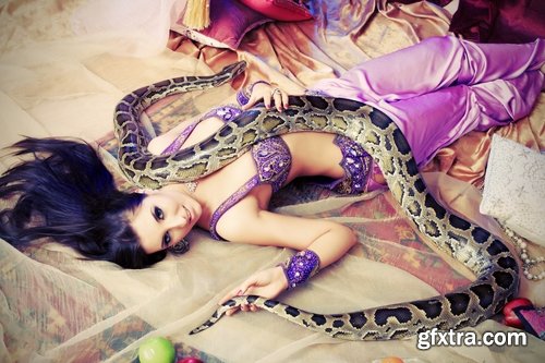Collection of beautiful girl woman with a snake boa 25 HQ Jpeg