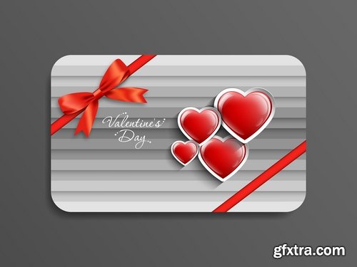Vector image Collection of business card day valentine heart gift card 25 EPS